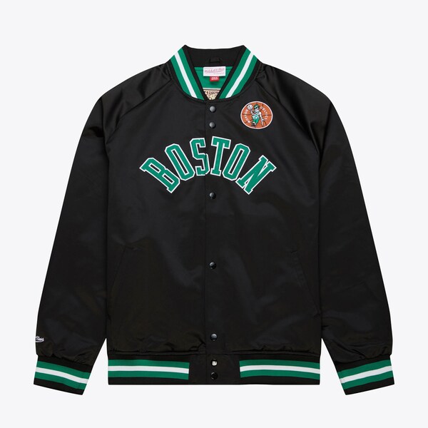 Boston Celtics Black Lightweight Satin Raglan Full-Snap Jacket