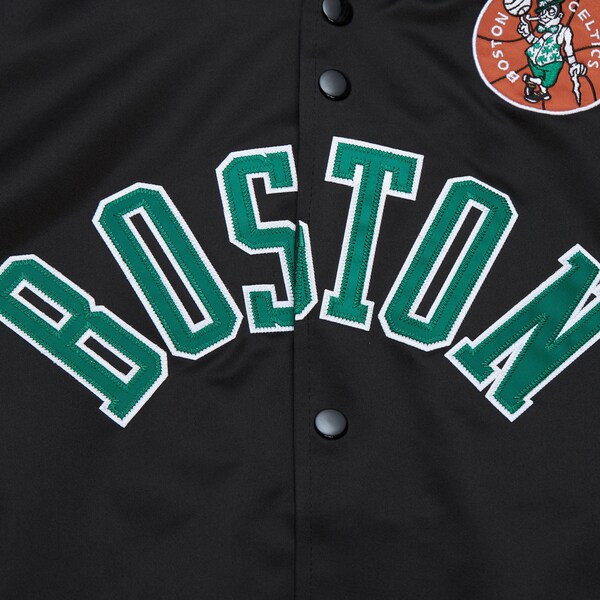 Boston Celtics Black Lightweight Satin Raglan Full-Snap Jacket