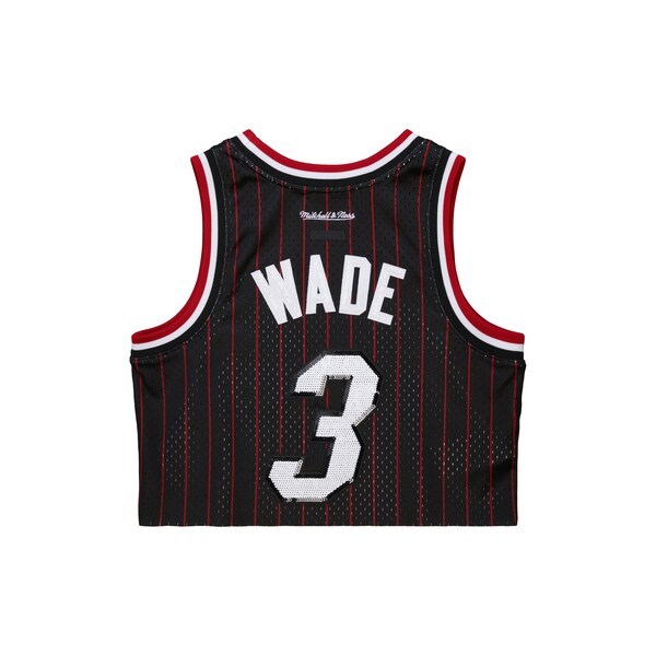 Women's Dwyane Wade Miami Heat Red M&N x DANNIJO Cropped Basketball Jersey 3 Women's Dwyane Wade Miami Heat Red M&N x DANNIJO Cropped Basketball Jersey