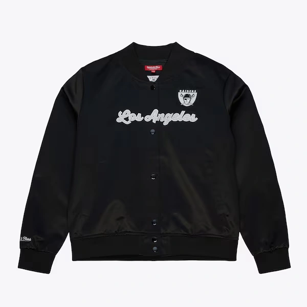 Women's Los Angeles Raiders Black Vintage Satin Full-Snap Jacket