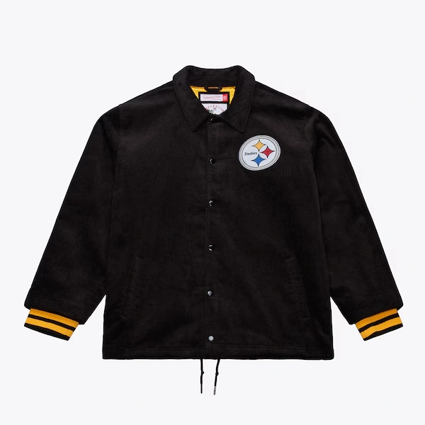 Pittsburgh Steelers Black Off the Bus Corduroy Coaches Full-Snap Jacket