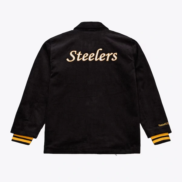 Pittsburgh Steelers Black Off the Bus Corduroy Coaches Full-Snap Jacket 3 Pittsburgh Steelers Black Off the Bus Corduroy Coaches Full-Snap Jacket