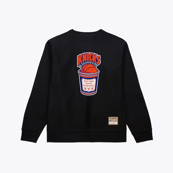 New York Knicks Black Hardwood Classics Coffee Pullover Sweatshirt