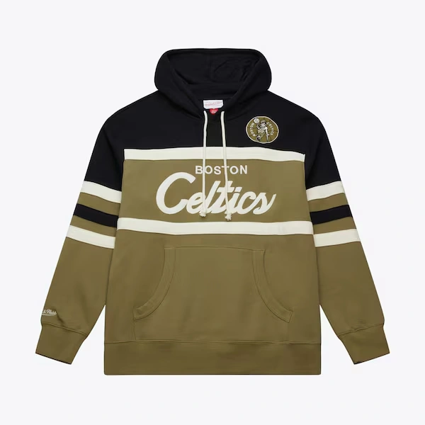 Boston Celtics Olive Head Coach Vintage Pullover Hoodie