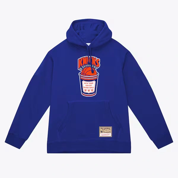 New York Knicks Blue Hardwood Classics Coffee Pullover Hoodie