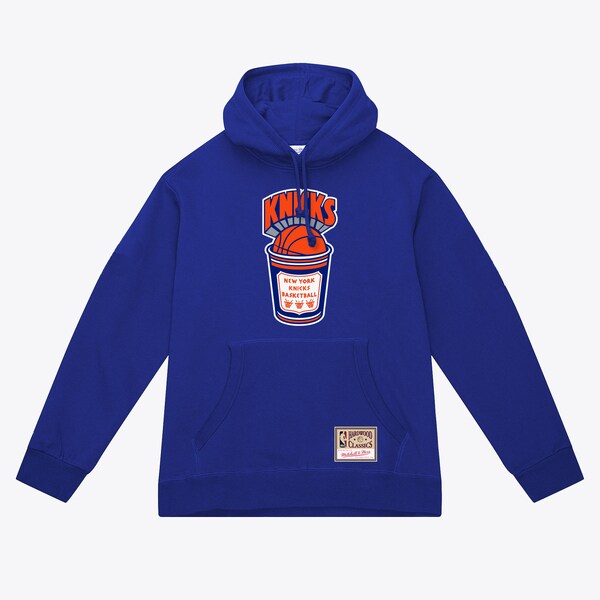 New York Knicks Blue Hardwood Classics Coffee Pullover Hoodie