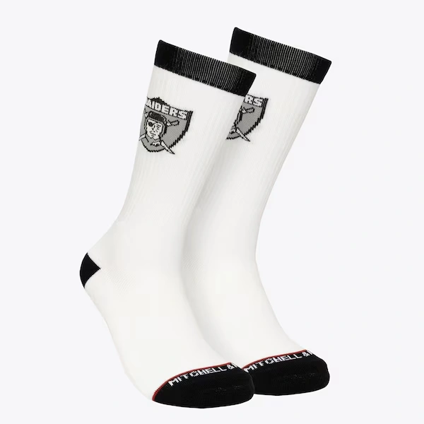 Oakland Raiders White Touchback Crew Socks