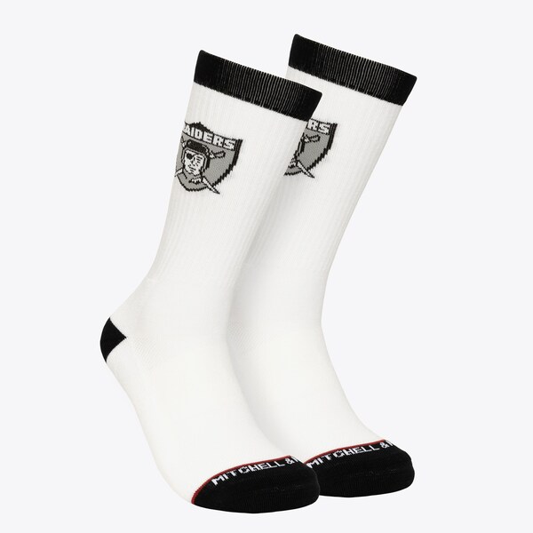 Oakland Raiders White Touchback Crew Socks