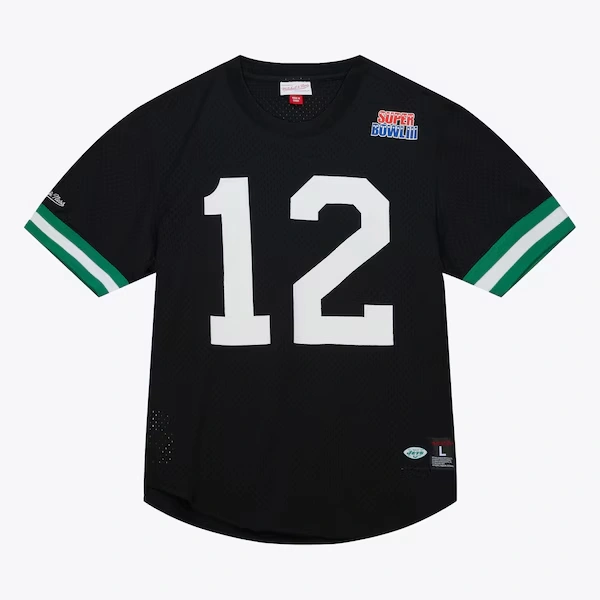 Joe Namath New York Jets Black Retired Player Name & Number Mesh T-Shirt