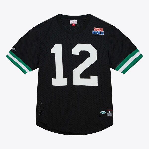 Joe Namath New York Jets Black Retired Player Name & Number Mesh T-Shirt