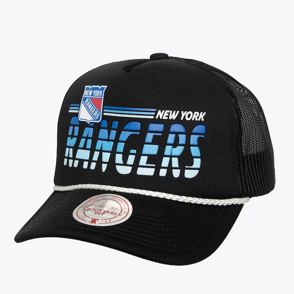 New York Rangers Black Graded Trucker Adjustable Hat