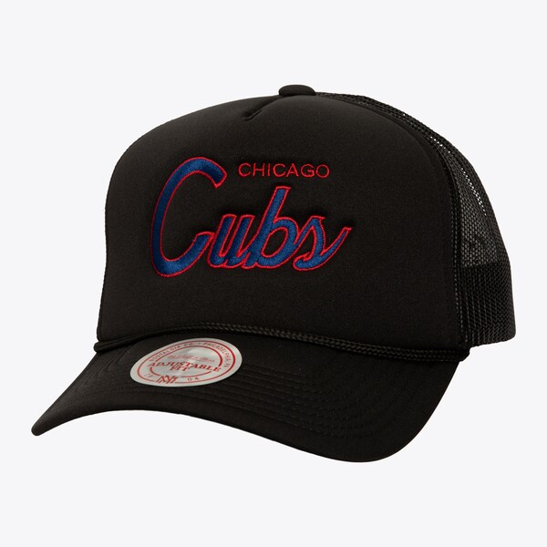 Chicago Cubs Black Script Trucker Adjustable Hat