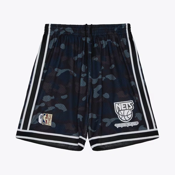New Jersey Nets Black M&N x BAPE Swingman Camo Shorts