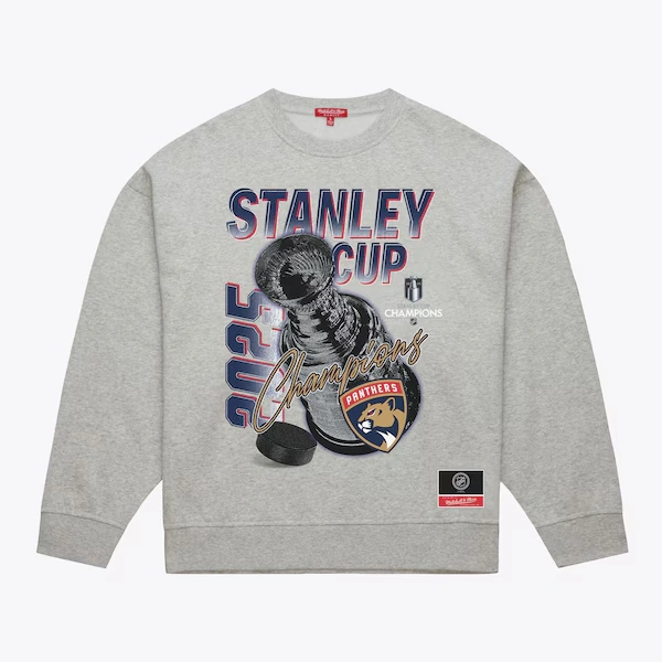 Women's Florida Panthers Heather Gray 2025 Stanley Cup Champions Pullover Sweatshirt