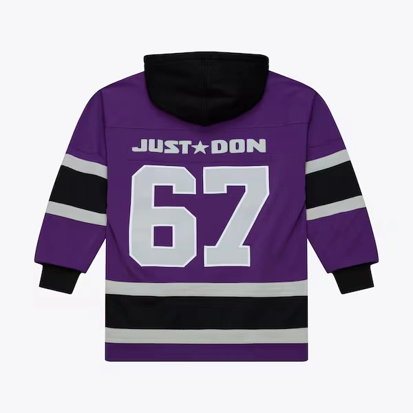 Los Angeles Kings M&N x Just Don Purple/Black Jersey Hoodie 3 Los Angeles Kings M&N x Just Don Purple/Black Jersey Hoodie