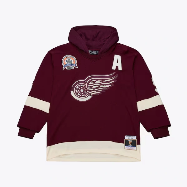 Detroit Red Wings M&N x Just Don Maroon/Cream Jersey Hoodie