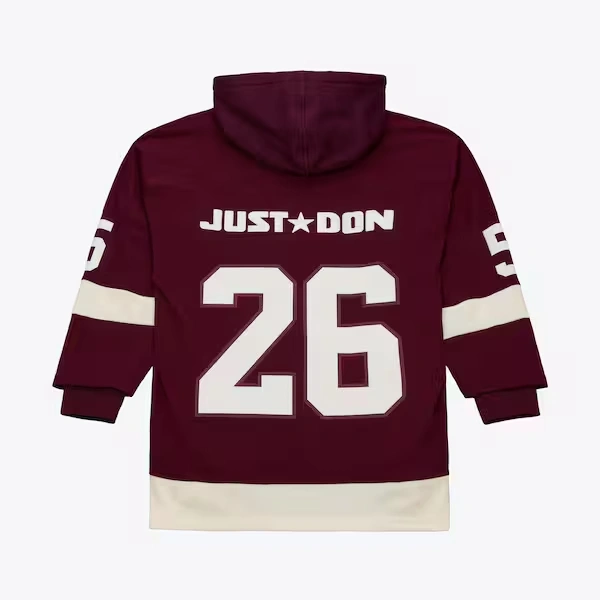 Detroit Red Wings M&N x Just Don Maroon/Cream Jersey Hoodie 3 Detroit Red Wings M&N x Just Don Maroon/Cream Jersey Hoodie