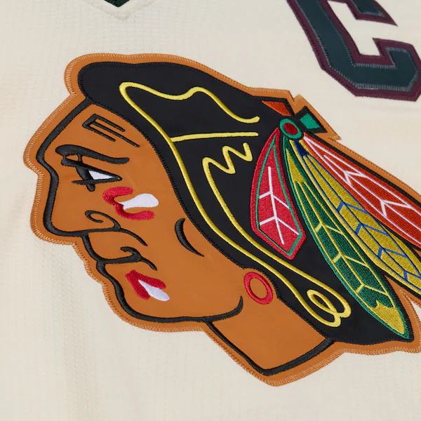 Chicago Blackhawks M&N x Just Don Cream/Maroon Jersey Hoodie 4 Chicago Blackhawks M&N x Just Don Cream/Maroon Jersey Hoodie