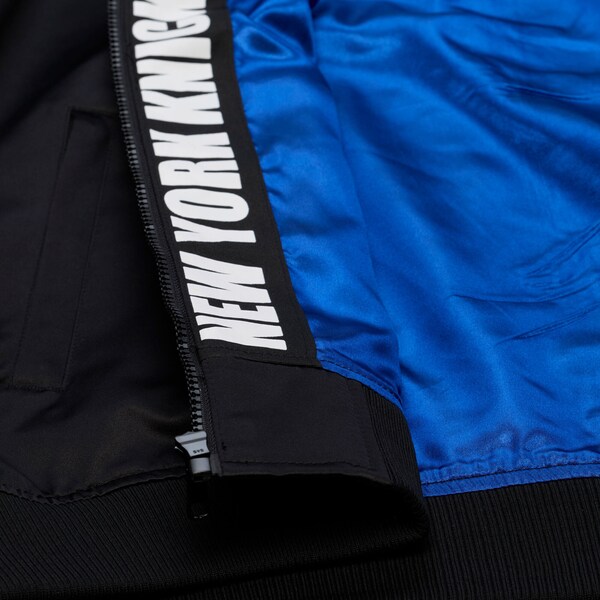 New York Knicks Black Walk the Tunnel Hooded Satin Bomber Full-Zip Jacket 4 New York Knicks Black Walk the Tunnel Hooded Satin Bomber Full-Zip Jacket