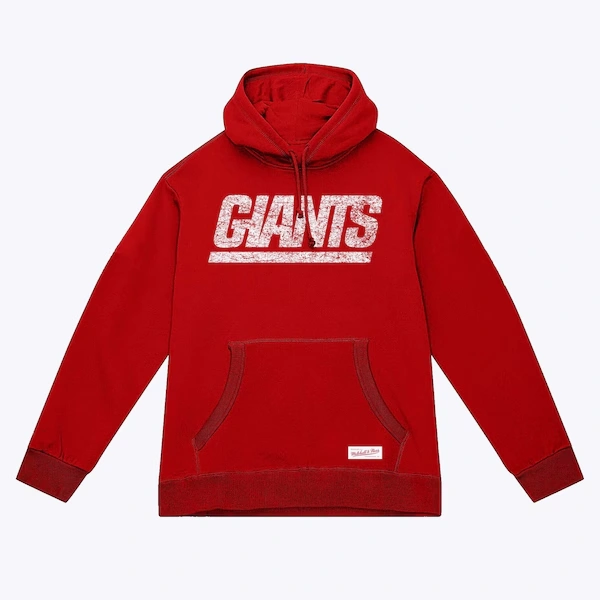 New York Giants Red Distressed Wordmark Pullover Hoodie