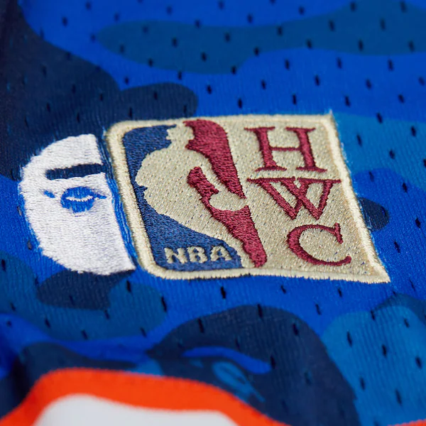 New York Knicks Blue M&N x BAPE Swingman Camo Shorts
