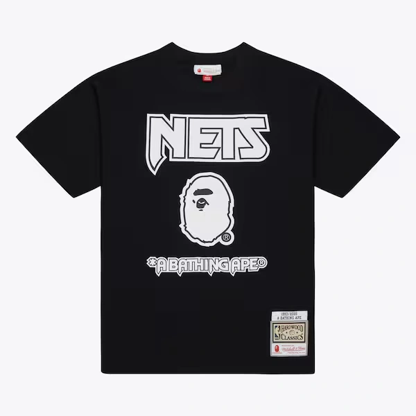 New Jersey Nets Black M&N x BAPE T-Shirt
