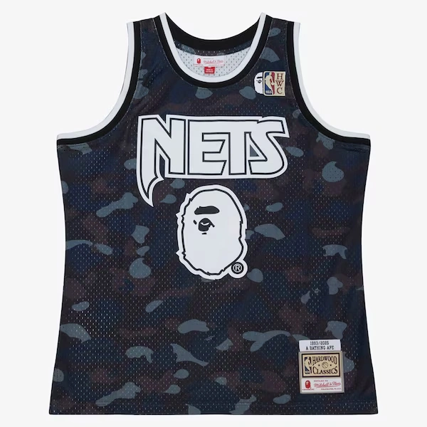 New Jersey Nets Black M&N x BAPE Swingman Camo Jersey
