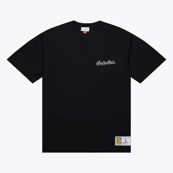 Baltimore Orioles Black Vintage Logo Double Hit Pocket T-Shirt