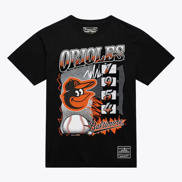 Baltimore Orioles Black Overspray T-Shirt