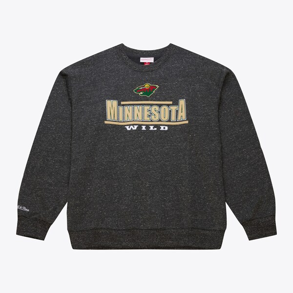 Minnesota Wild Charcoal Throwback Fleece Crewneck Sweatshirt