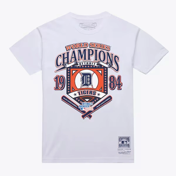 Detroit Tigers White Cooperstown World Series Champions Arch T-Shirt