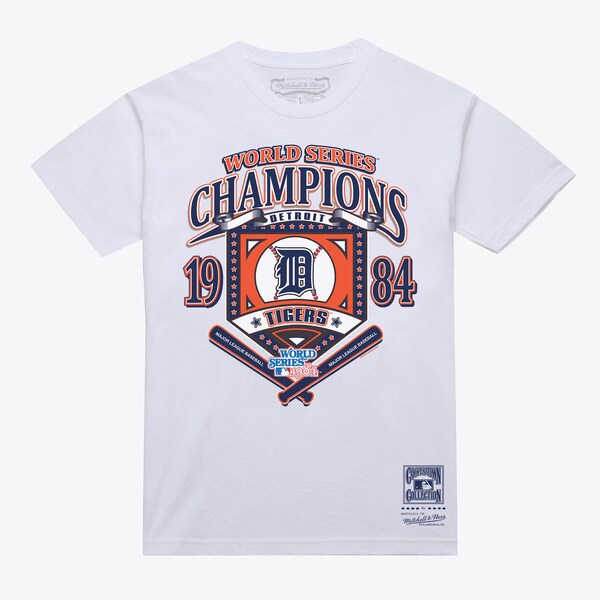 Detroit Tigers White Cooperstown World Series Champions Arch T-Shirt