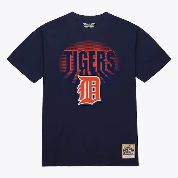 Detroit Tigers Navy Cooperstown Under The Lights Arch T-Shirt