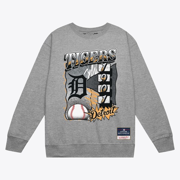 Detroit Tigers Gray Overspray Pullover Sweatshirt