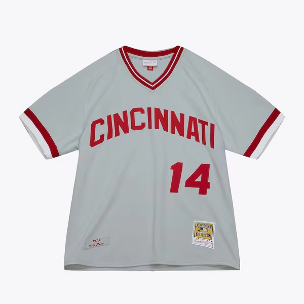 Pete Rose Cincinnati Reds 1975 Gray Authentic Jersey