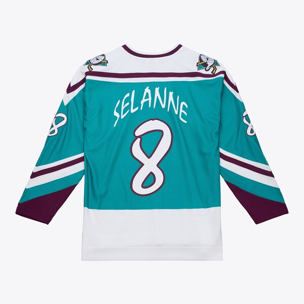 Teemu Selanne Anaheim Ducks 1995-96 Teal Alternate Power Play Jersey 3 Teemu Selanne Anaheim Ducks 1995-96 Teal Alternate Power Play Jersey