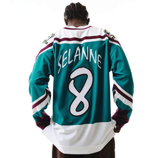 Teemu Selanne Anaheim Ducks 1995-96 Teal Alternate Power Play Jersey 9 Teemu Selanne Anaheim Ducks 1995-96 Teal Alternate Power Play Jersey