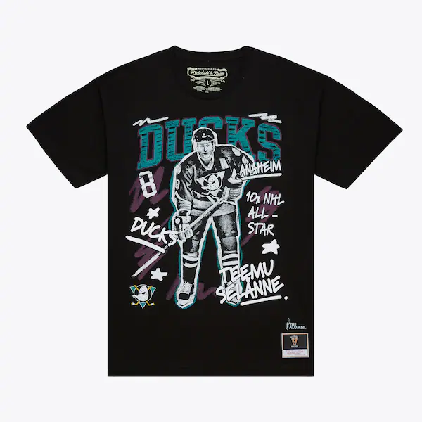 Teemu Selanne Anaheim Ducks Black Chalked Up T-Shirt