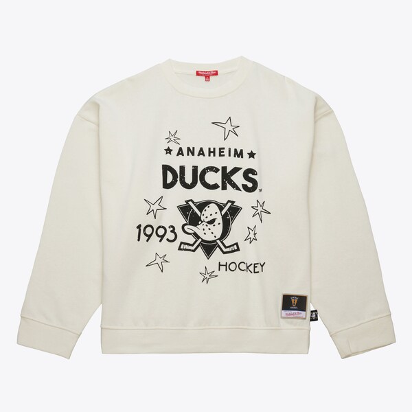 Women's Anaheim Ducks Cream Logo Lightweight 3.0 Fleece Pullover Sweatshirt