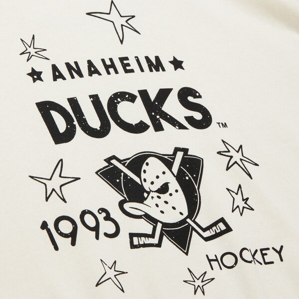 Women's Anaheim Ducks Cream Logo Lightweight 3.0 Fleece Pullover Sweatshirt