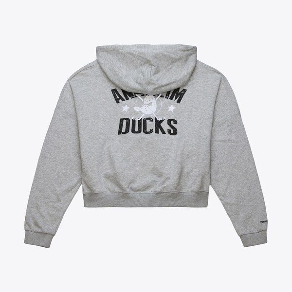 Women's Anaheim Ducks Heather Gray Triangle Cropped Full-Zip Hoodie Jacket