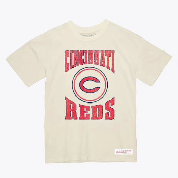 Cincinnati Reds Cream Arched Logo Slub T-Shirt