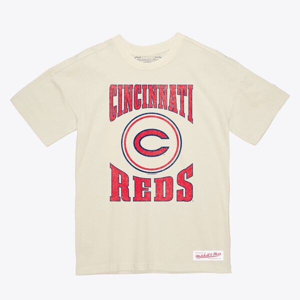 Cincinnati Reds Cream Arched Logo Slub T-Shirt