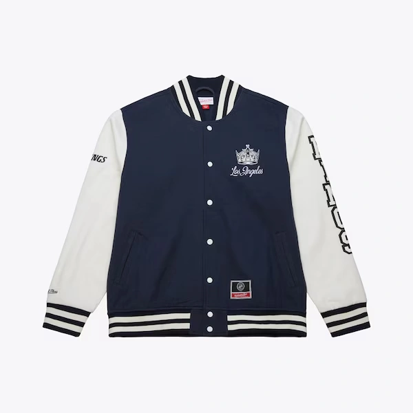 Los Angeles Kings Navy Washed Fleece Full-Snap Varsity Jacket