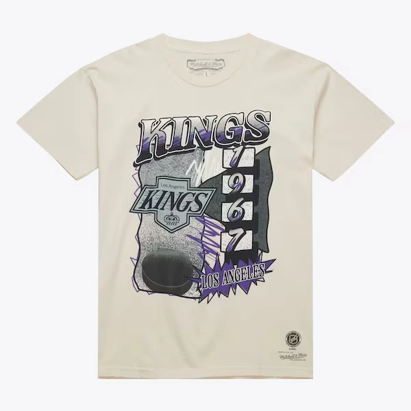 Los Angeles Kings Natural Vintage Hockey Overspray T-Shirt