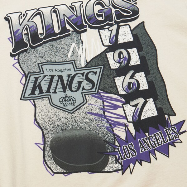 Los Angeles Kings Natural Vintage Hockey Overspray T-Shirt
