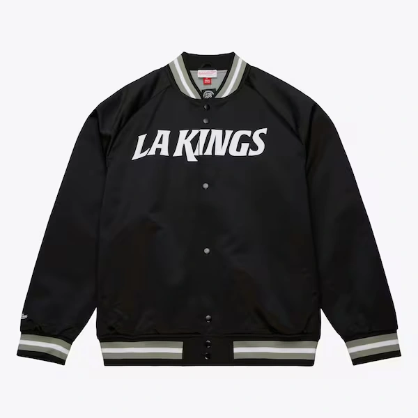 Los Angeles Kings Black Lightweight Satin Raglan Full-Snap Jacket