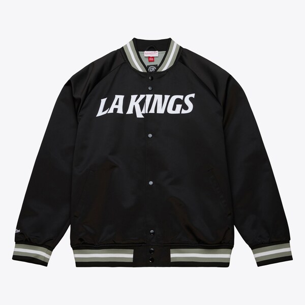 Los Angeles Kings Black Lightweight Satin Raglan Full-Snap Jacket