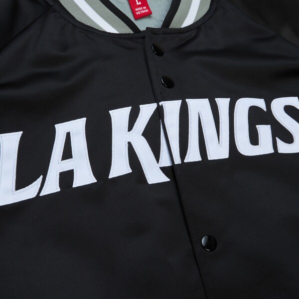 Los Angeles Kings Black Lightweight Satin Raglan Full-Snap Jacket
