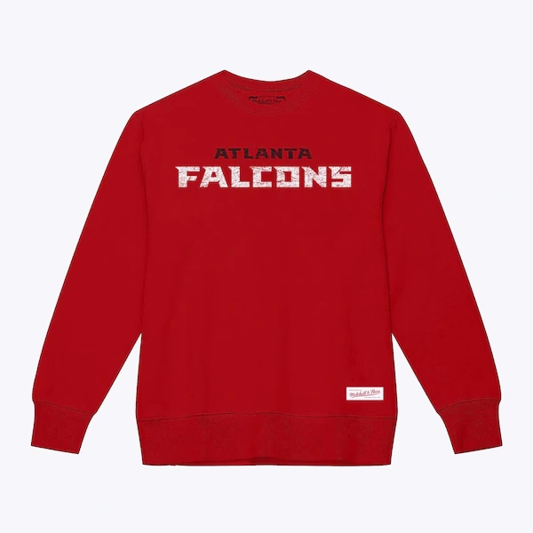 Atlanta Falcons Red Distressed Wordmark Logo Pullover Sweatshirt
